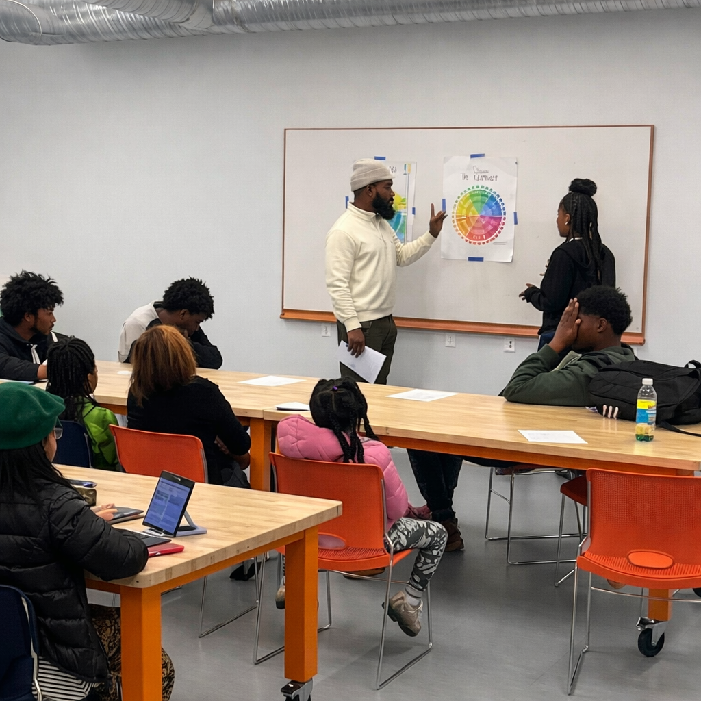 Teens in a Youth R Us emotional wellness workshop